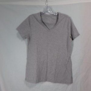 Time & Tru Gray V-neck Short Sleeve Tee- Size M